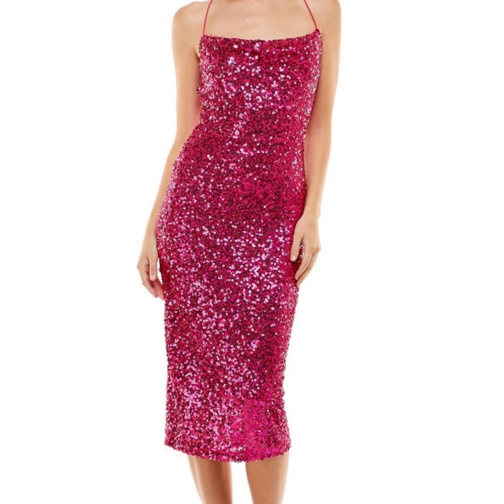 Sleeveless Sequin Midi Sheath Dress